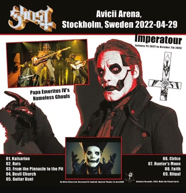 Ghost - Swedish Neurotica vinyl album back cover
