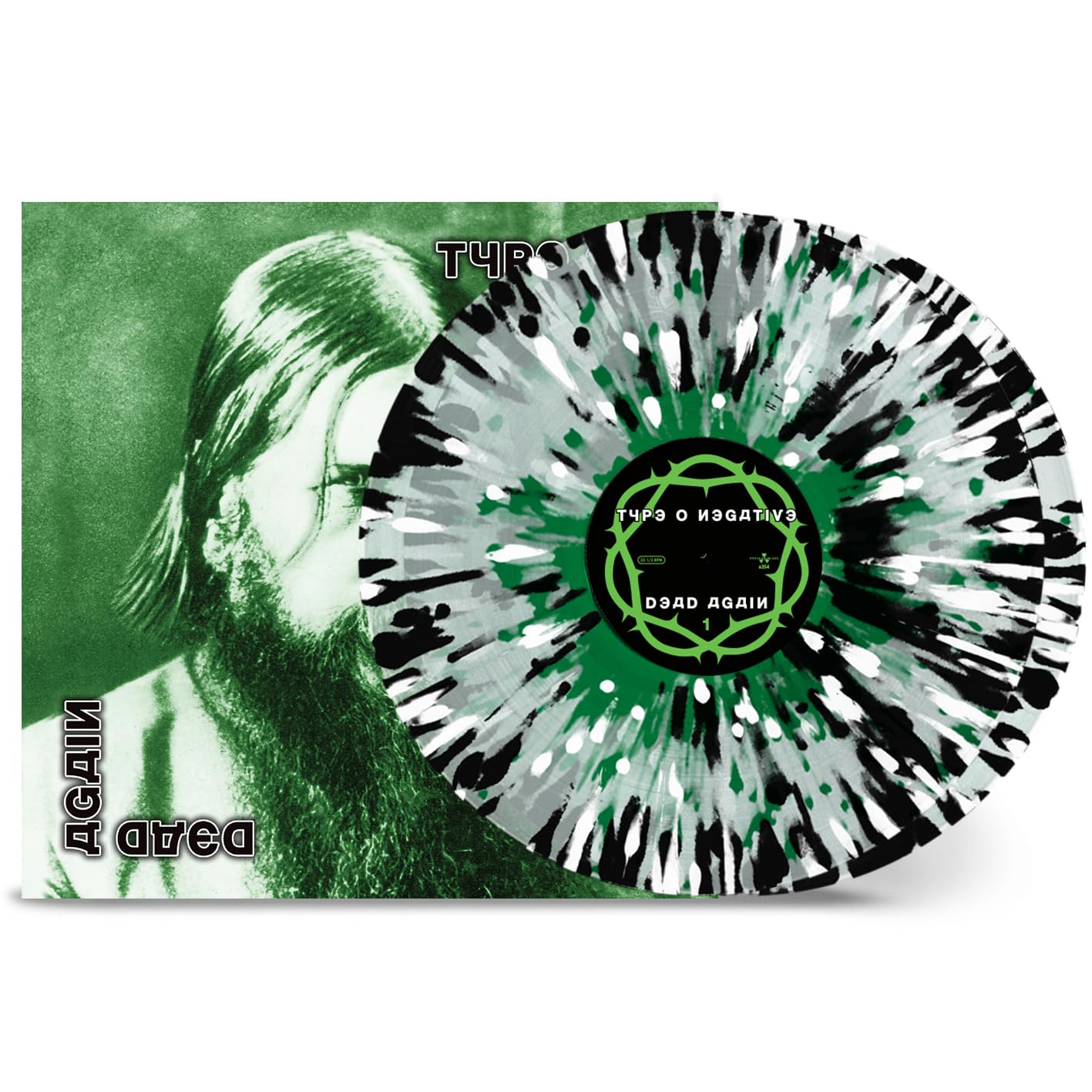 Type O Negative - Dead Again vinyl color clear with green, white, and black splatter